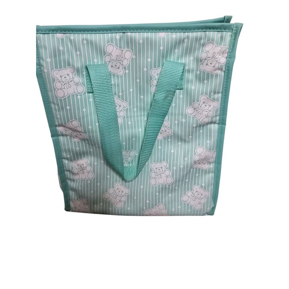 Vintage Pastel Mint Green Teddy Bear Plastic Tote Diaper Bag